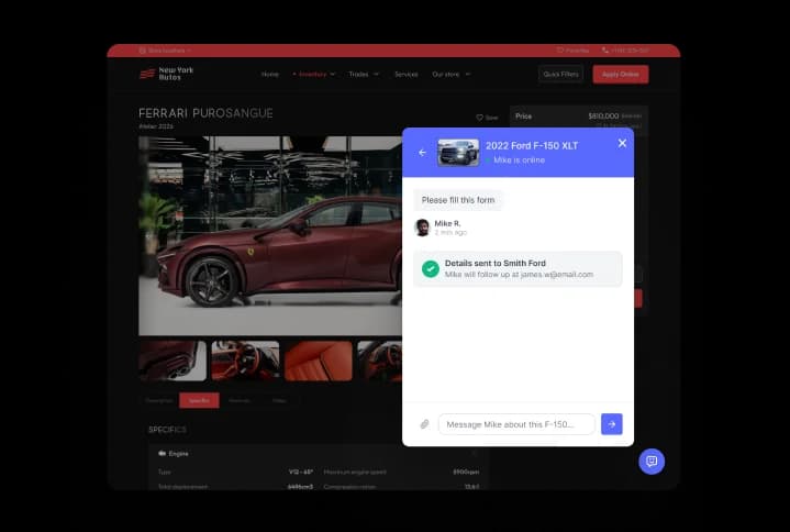 Built into every vehicle page