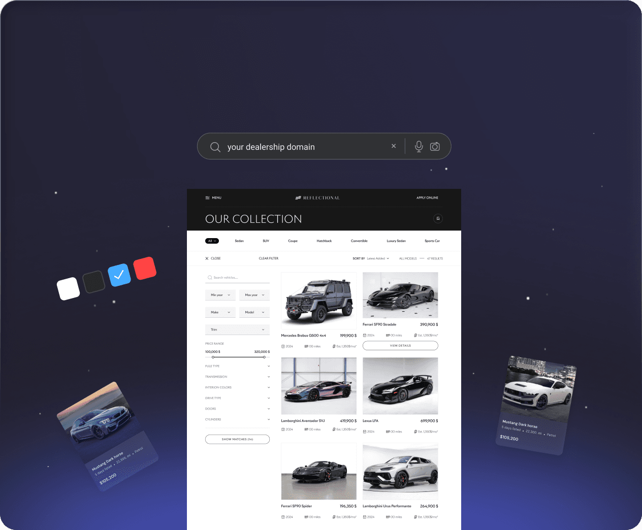 Independent Car Dealership inventory collection page